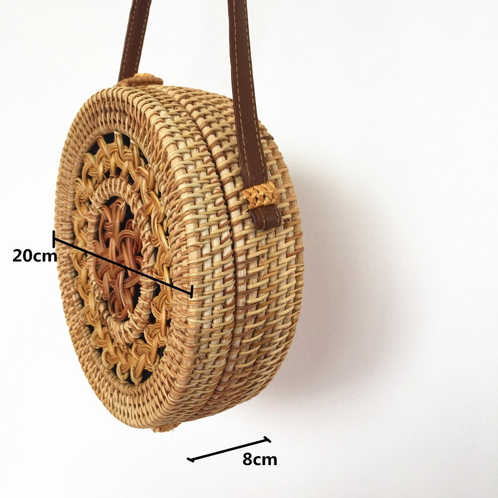 Rattan Round Beach Shoulder Bag