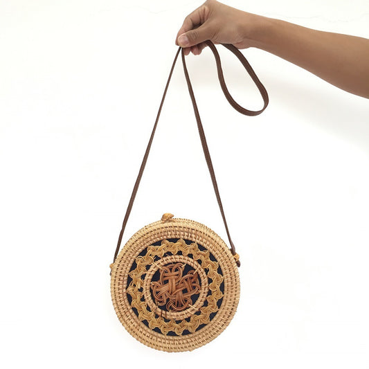 Rattan Round Beach Shoulder Bag