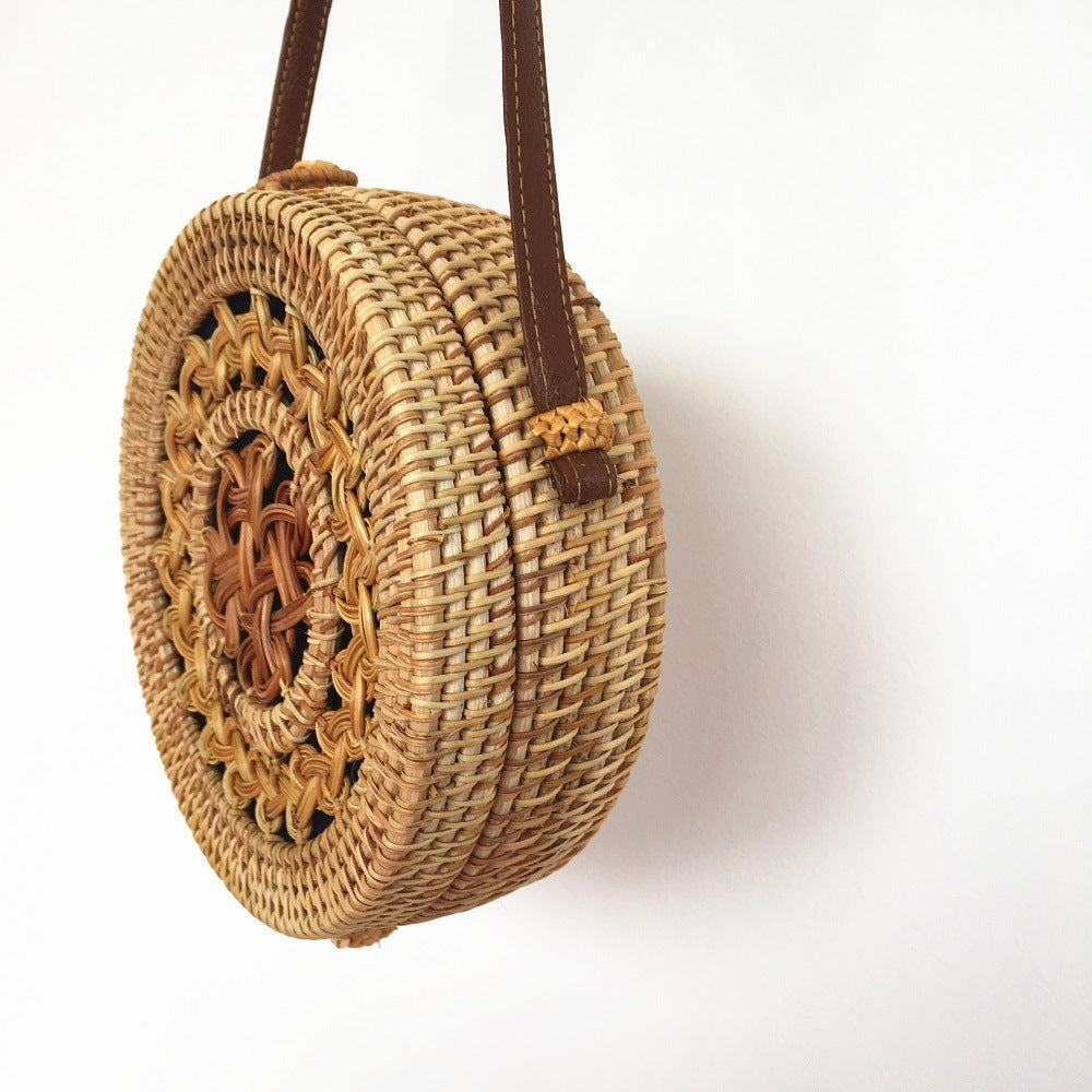 Rattan Round Beach Shoulder Bag